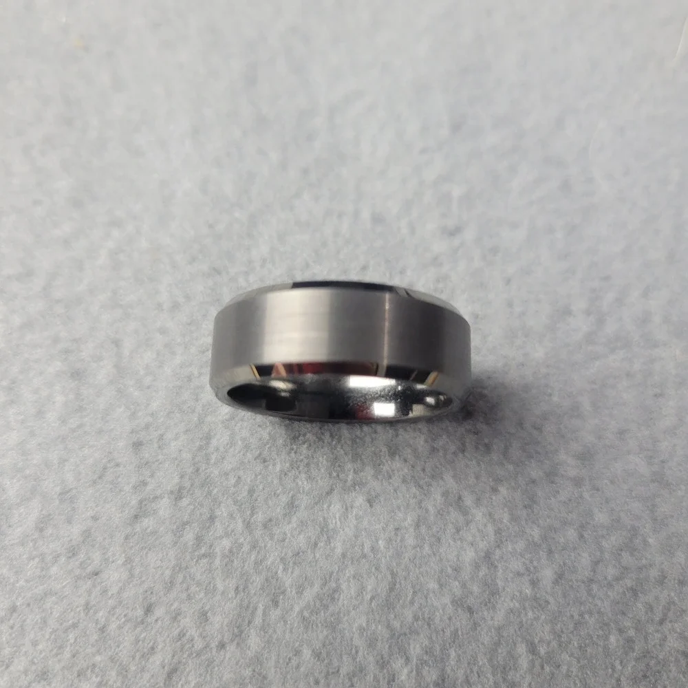 King Will Men 8mm Tungsten Carbide Ring Matte Gray Brushed Beveled Edge Size 10